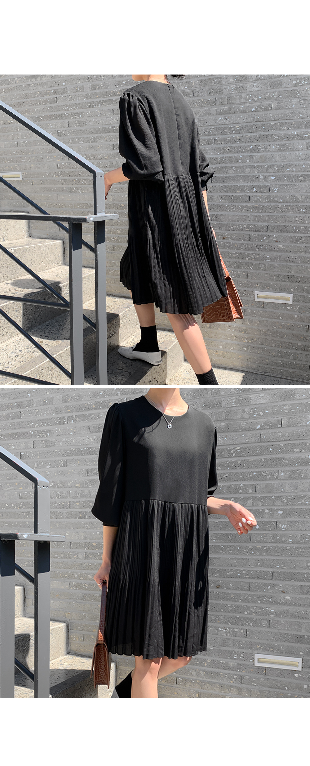  Ava Black Pleats Dress-holiholic.com